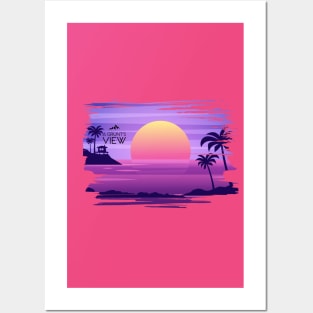 The Beach House at Sunset Posters and Art